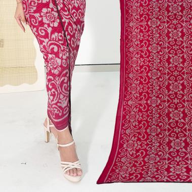 Tenun Endek Bali Motif Anggrek Warna Biru