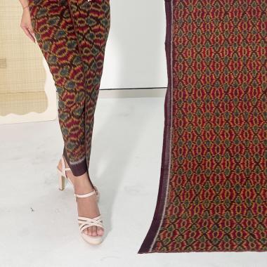 Tenun Endek Bali Motif Anggrek Warna Maroon