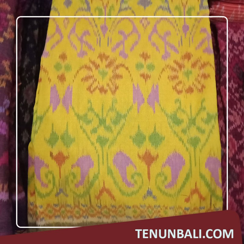 Kain Tenun Endek Bali Motif Patra Warna Kuning