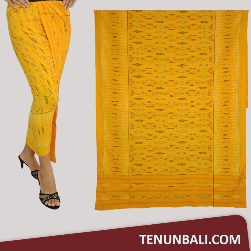 Kain Tenun Endek Cepuk Warna Kuning