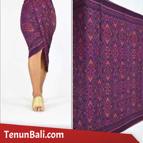 Tenun Endek Warna Ungu Motif Encak Saji