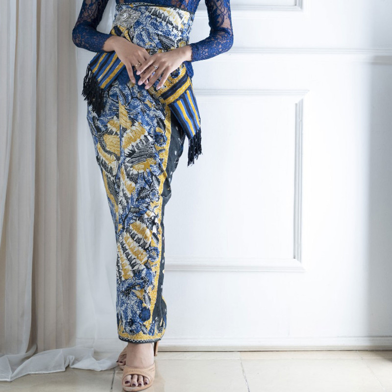 dobby tulis mix print gold kombi