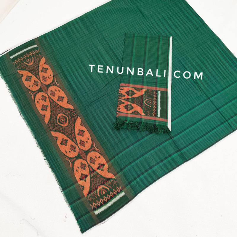 endek dobol warna hijau tenunbali