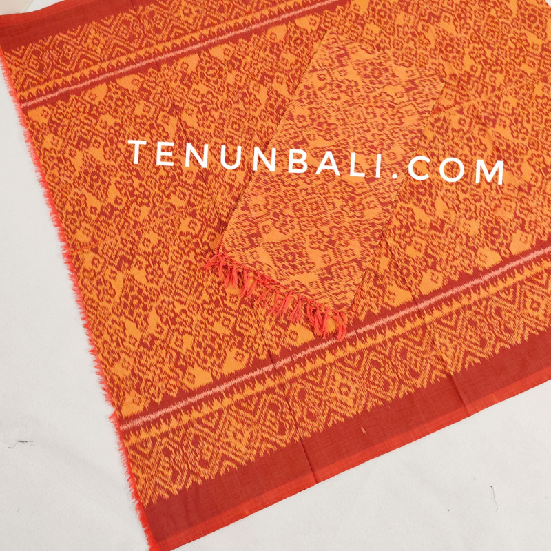 kamen endek catri warna orange tenunbali